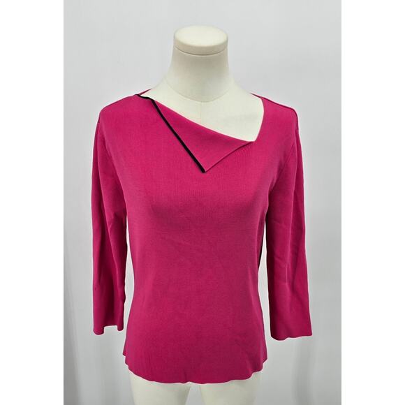 Vintage 80s Cyrus Magenta Rib Knit Sweater - Picture 1 of 6